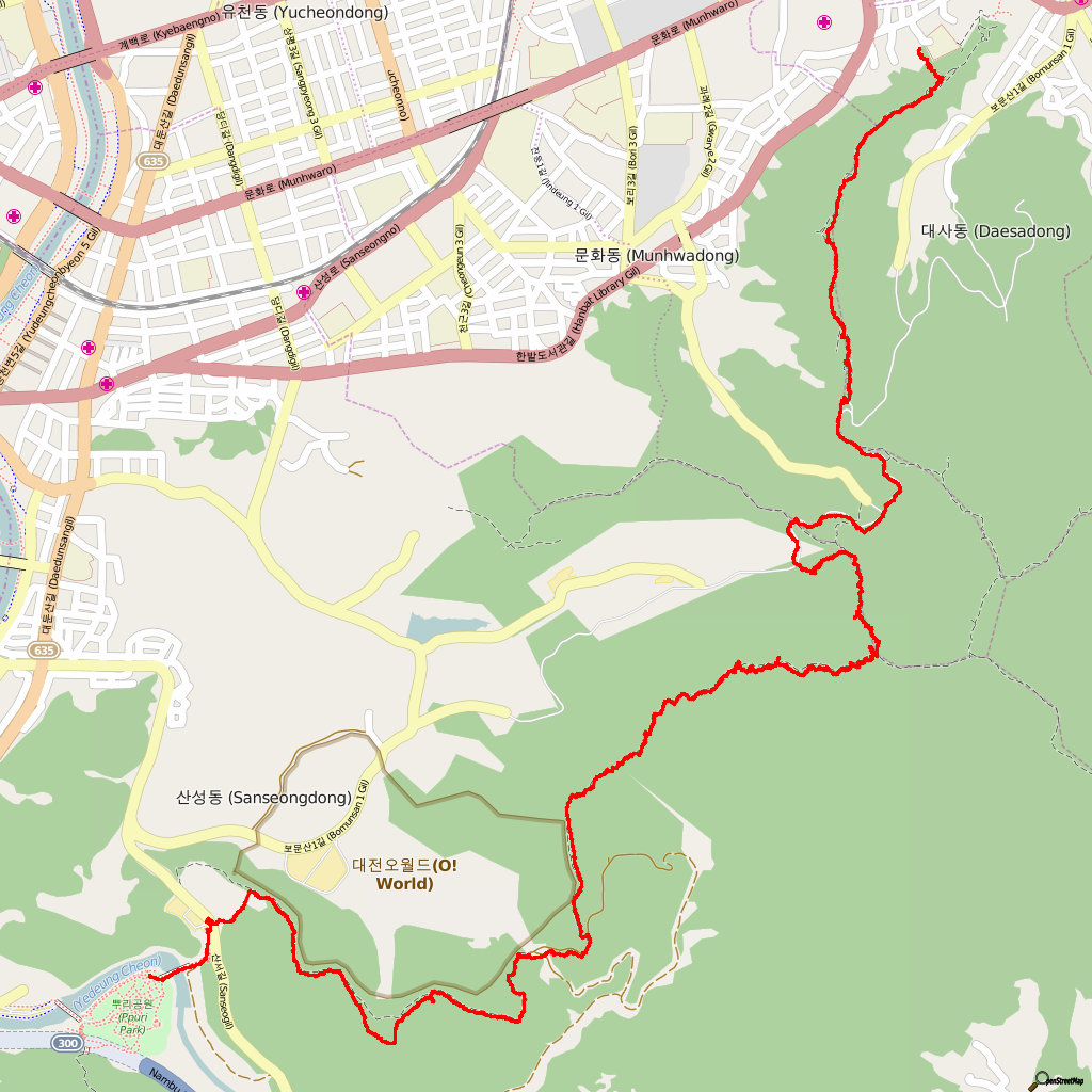 Track of Bomunsan1.gpx on openstreetmap map