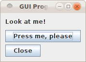 Screenshot of GuiProgramThree with struts and glue