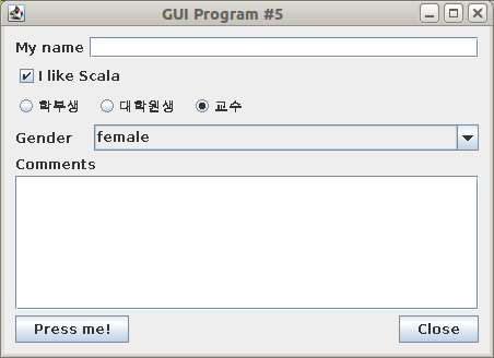 Screenshot of GuiProgramFive